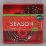 RARE! WILTON METAL 'TIS THE SEASON 4 NESTED SNOWMEN COOKIE CUTTERS NEW IN BOX