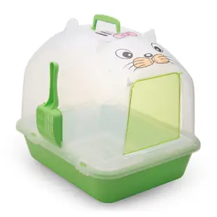 愛思沛 貓型舒樂砂盆 屋型 半透明 附貓鏟 貓咪廁所 貓便盆 貓用品 專屬的如廁大空間 佳恩寵物