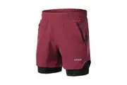 Lixada Men 2 in 1 Running Shorts Quick Drying Breathable Active Training Exercise Jogging Marathon Cycling Shorts