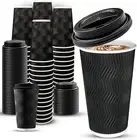 100 Pack 16 Oz Disposable Insulated Coffee Cups with Lids, Paper To-Go Coffee Cu