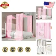 Whimsical Pink Bed Canopy Curtains for Full/Queen – Perfect for Girls' Rooms