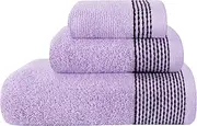 Belizzi Home Ultra Soft 3 Pack Cotton Towel Set, Contains a Bath Towel 28x55 inch, a Hand Towel 16x24 inch & a Wash Coth 12x12 inch, Ideal Everyday use, Compact & Lightweight -Purple