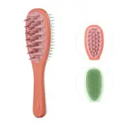 Long Handle Hair Silicone Scalp Massage Brush, 2 in 1 Double Sided Hair Comb Shampoo Brush, Multicolor, Red