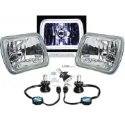 7X6" White COB LED Halo Headlight Light Headlamp Pair Fits Jeep Wrangler