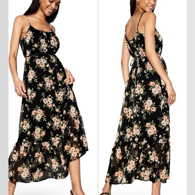 NWTSTHE OCCASION LGPREMIUM LINE BLACK CHIFFON WAIST DEFINED MAXI DRESS