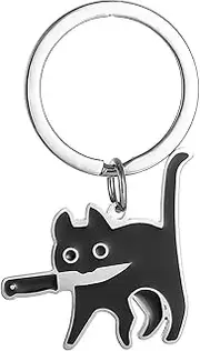 [BSLVV] Black Cat Keychain – Durable Lightweight Unisex Key Ring – Mini Cute Funny Accessory for Women & Men (Black)