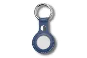 MEZON Blue PU Leather Protective Case Holder for Apple AirTag Tracker with Keychain Ring (Leather, Blue)