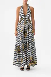RUFFLE HEM HALTER DRESS MONARCHY MANIA