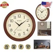 Stylish Atomic Wall Clock - 12.4" Cherry Wood Design with Quartz Movement