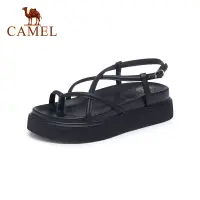 在飛比找蝦皮商城優惠-Camel 夏季法式搭配羅馬涼鞋厚底露趾沙灘涼鞋女