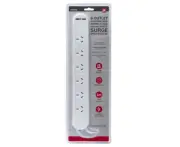 6 Outlet Power Board With Surge Protection and Dual USB Charger 1M Lead Cable