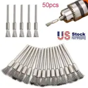 50x Stainless Steel Wire Brush Set Dremel Tool Rotary Die Grinder Removal Wheel