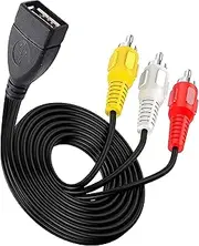 USB 2.0 Female to 3RCA Cable, tunghey USB to 3RCA Cable, 5 Feet/1.5m USB 2.0 Female to 3 RCA Male Jack Splitter Audio Video AV Composite Adapter Cord