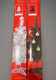 2 Christmas House Mini Table Top Christmas Tree With Stand 18" White & Green