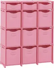 12-Cube Closet Organizer Pink Includes Bins & Drawers Easy Assembly