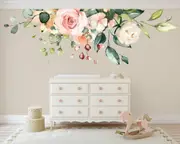 Rose Peach Flower Branch Nursery Wall Sticker