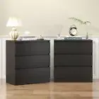Ufurniture Set of 2 Bedside Table 3 Drawers Nightstand Side Table Black