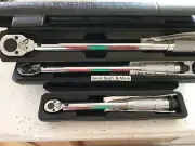 Set of 3- 1/4, 3/8 & 1/2 Drive Click Type Torque Wrench Snap Socket