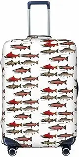 [CADREWY] Salmon Print Travel Suitcase Cover Luggage Protector with Elastic Anti Scratch for Carry On, Black, Small