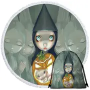Big Eyed Witch Born Of a Pumpkin Baby Round Beach Towel