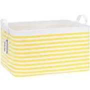 Collapsible Canvas Fabric Storage Basket 16.5 Inch (Pack of 1) Stripe/Yellow