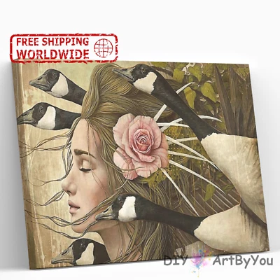 Paint By Numbers Kit Woman Animal Oil Abstract Canvas Art Kids Adult DIY
