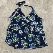 NWT Torrid Floral Halter Top Women's 5X Blue White Green Stretch Flowy