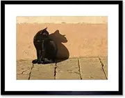 Photo Black Cat Outside Animal Framed Wall Art Print