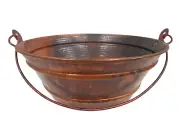 15" Round Copper Vessel Bucket Bath Sink Natural Fire Patina with Daisy Drain