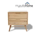 Marley Solid Messmate Veneer Two Drawers Bedside Table Night Stand Cabinet
