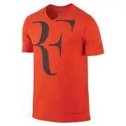 New Nike RF Roger Federer SS V-Neck Tee Shirt 646559-891 Team Orange