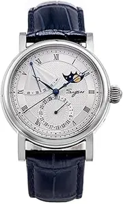 [Sugess] SU2153SW MoonPhase Master Seagull ST2108 Movement Sapphire Crystal Men's Automatic Mechanical Watch 1963, Silver, strap