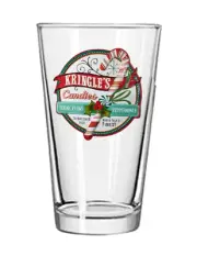 Christmas - Kringle's Candy - 16oz Pint Beer Glass Pub Style Barware Seltzer Tea