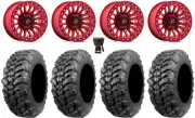 Fuel Rincon Bdlk 15" Wheels Red 28" Sniper 920 Tires Polaris RZR XP 1K / PRO XP
