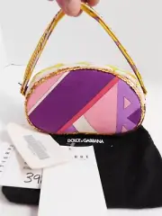 New D&G Dolce Gabbana Mod Multi Canvas Sequin Clutch Bag Italy