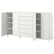 PLATSA cabinet with doors and drawers, white/SANNIDAL white, 240x57x133 cm