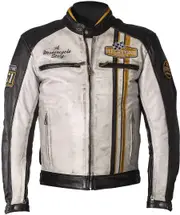 Helstons Indy Motorcycle Leather Jacket, black-white-yellow, Size L Black White Yellow