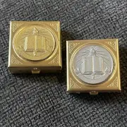 Pair Of Vintage Portrait Book 1.5 Clasp Trinket Pill Box Case