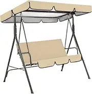 Swing Canopy Replacement with Seat Cover 2Pcs/Set Waterproof Outdoor Swing Canopy UV Protection Oxford Cloth Porch Swing Canopy Replacement, Beige, Porch Swing Canopy Replacement