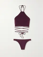 [The Attico] The Attico - Tie-detailed Bikini - Plum - x large x large Purple