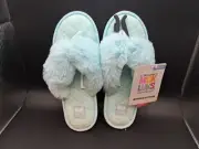 Original Muk Luks Maren Thong Flip Flop Slippers Cuddly Baby Blue Size S 5-6 NWT