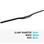 Alloy 35mm MTB Riser Handlebars 800mm x 20mm Rise - Black
