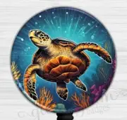 Tropical Sea Turtle Retractable Badge Holder, Tropical Ocean Badge Reel 6626I