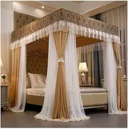 Bedroom Mosquito Net for 1.8m/6ft Bed, Decorative Dustproof Bed Canopy for Queen Size Bed, 4 Pole Support Blackout Bed Curtain (Color : Style 8, Size : 1.8x2x2m)