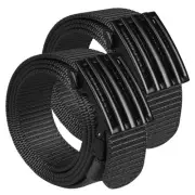 2 Pack Men's Ratchet Web Belt, 1.25 inch Nylon Automatic Buckle, No Holes Inv...