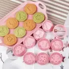 9Pcs Pink Biscuit Mold 3D Biscuit Embosser Molds Cookie Tools Cookie Stamp DIY