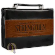 Large Bible Cover for Man - I Will Strengthen You - Isaiah 41:10 - brown