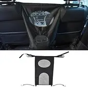 XhuangTech Black Adjustable Dog Car Barrier, 600D Double Mesh Car Backseat Barrier Universal Anti Pet Scratching, One-Piece Design Dog Guard Net Barrier Waterproof Accessories for Car Truck SUV Pickup