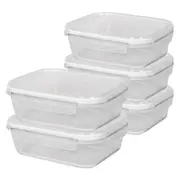 Harbour Housewares Glass Food Storage Containers with Lids - 1.5 Litre - Pack of 5