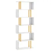 Costway 6-Tier S-Shaped Geometric Bookcase Decorative Bookshelf
